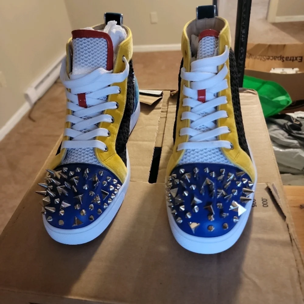 NEW 💎 CHRISTIAN LOUBOUTIN Louis Spikes High-Top Designer Sneaker Boots EU 45 - Picture 3 of 3